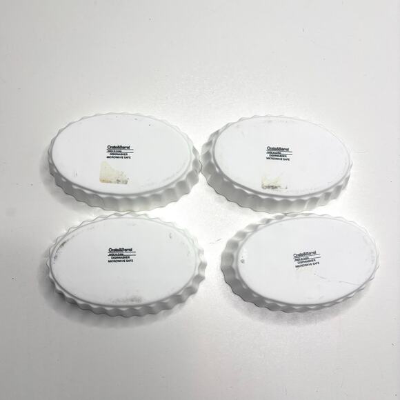 Crate & Barrel 4 Mini Oval Fluted White Ramekins - Picture 6 of 7